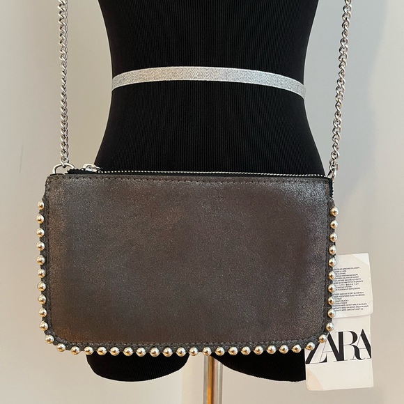 Zara Black Crossbody Bag with Silver Accents - Picture 2 of 7